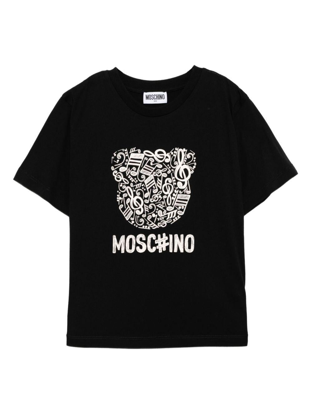 T-shirt per bambini Moschino Kids nero con stampa grafica - Rubino Kids