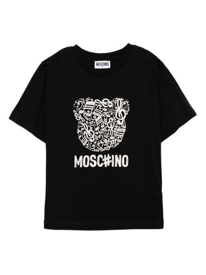 T-shirt per bambini Moschino Kids nero con stampa grafica