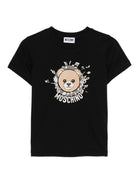 T-shirt per bambini Moschino Kids nero con stampa grafica - Rubino Kids