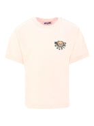T-shirt per bambini Moschino Kids rosa con logo Teddy Bear - Rubino Kids