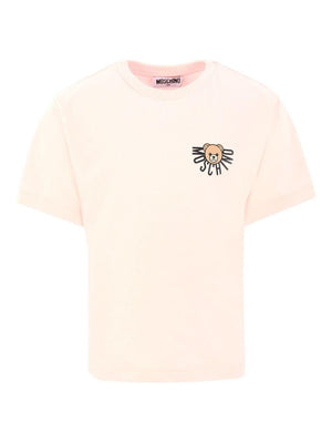 T-shirt per bambini Moschino Kids rosa con logo Teddy Bear
