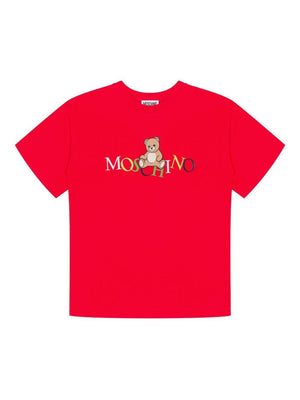 T-shirt per bambini Moschino Kids rossa con logo Teddy Bear