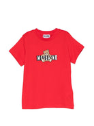 T-shirt per bambini Moschino Kids rossa con stampa grafica - Rubino Kids