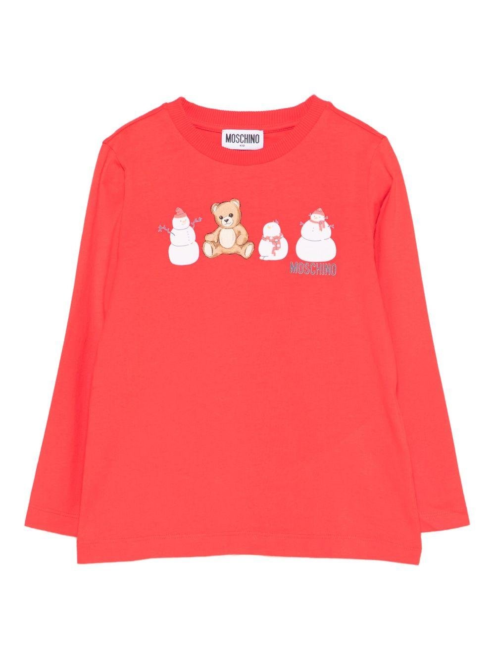 T-shirt per bambini Moschino Kids rosso con stampa grafica - Rubino Kids