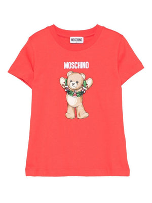 Moschino Kids red T-shirt with Teddy graphic print