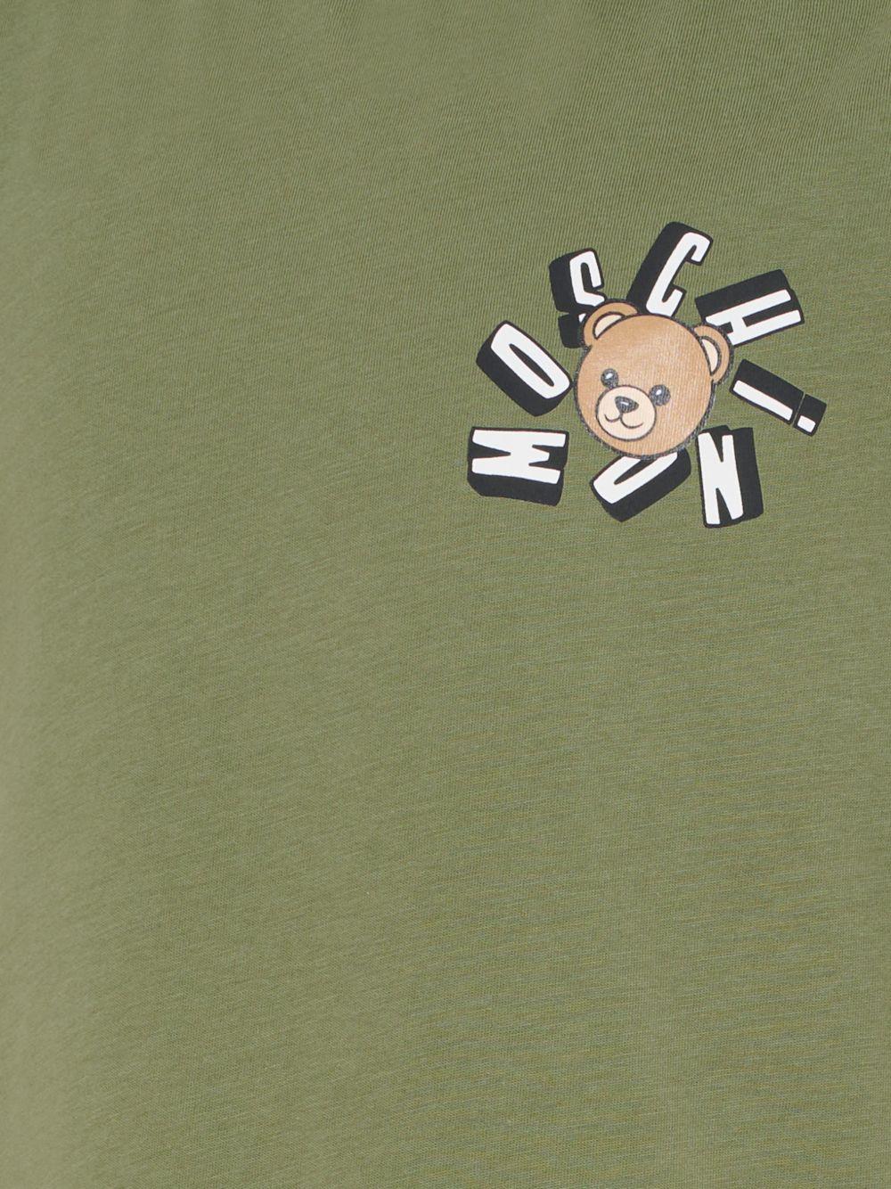 T-shirt per bambini Moschino Kids verde con stampa Teddy Bear - Rubino Kids