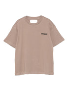 T-shirt per bambini MSGM Kids beige con logo sul davanti - Rubino Kids