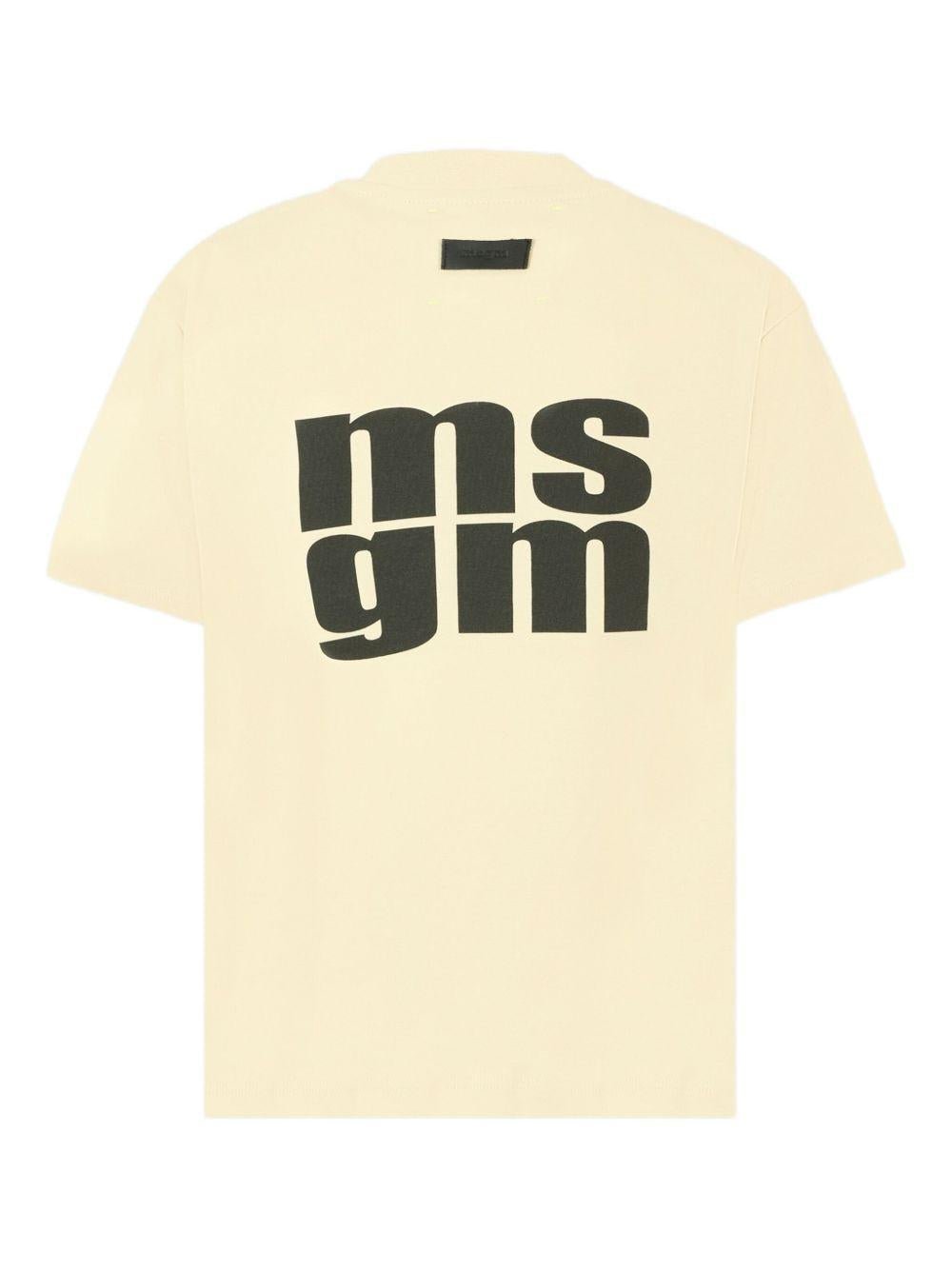T-shirt per bambini MSGM Kids giallo chiaro con stampa logo - Rubino Kids