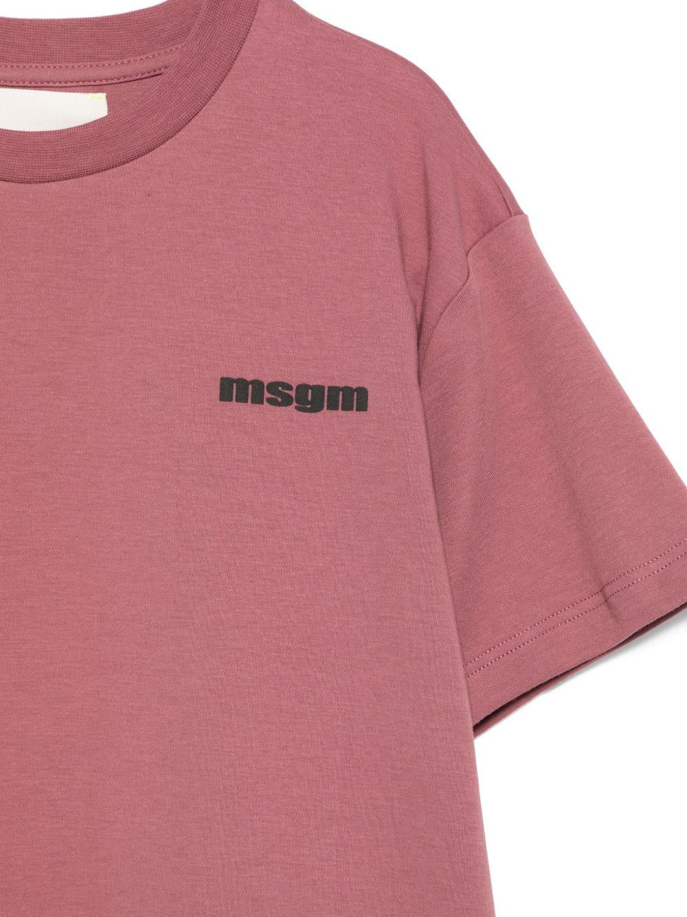 T-shirt per bambini MSGM Kids rosa con stampa logo - Rubino Kids