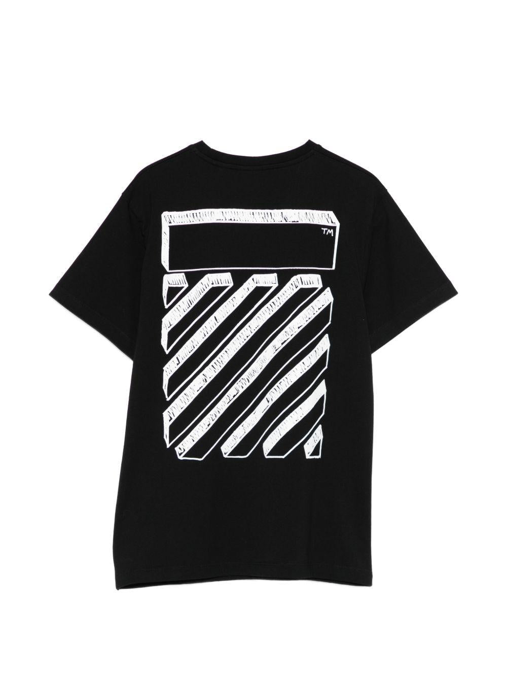 T-shirt per bambini Off - White Kids nera con logo sul davanti - Rubino Kids