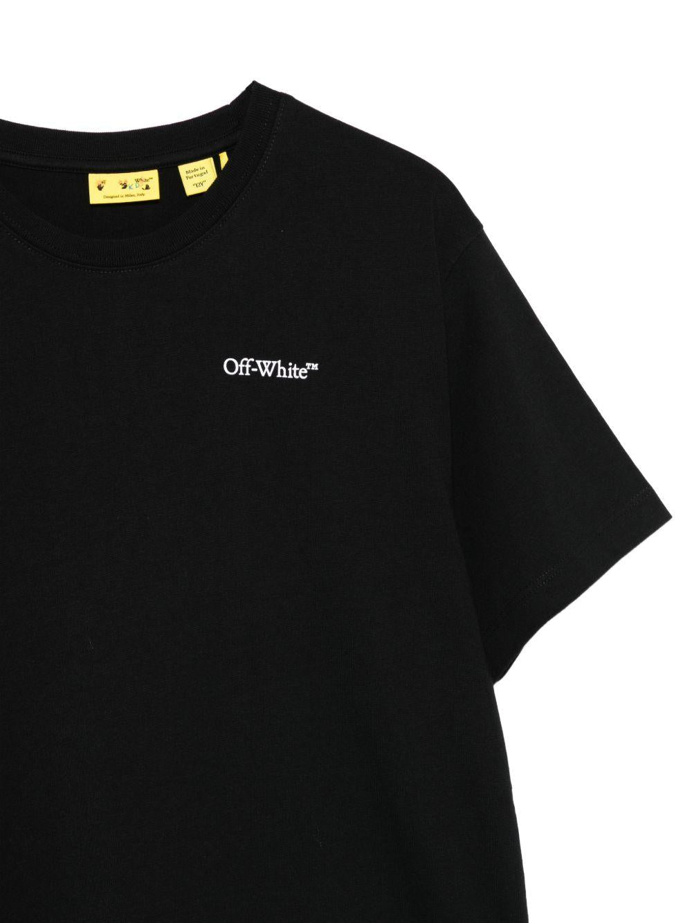 T-shirt per bambini Off - White Kids nera con logo sul davanti - Rubino Kids