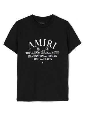 T-shirt per bambino Amiri Kids nero con stampa con logo sul davanti
