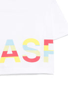 T-shirt per bambino Aspesi Kids bianco in cotone con stampa con logo sul davanti - Rubino Kids