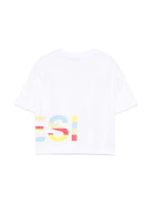 T-shirt per bambino Aspesi Kids bianco in cotone con stampa con logo sul davanti - Rubino Kids