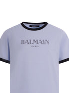 T-shirt per bambino Balmain Kids azzurra con stampa del logo sul davanti - Rubino Kids