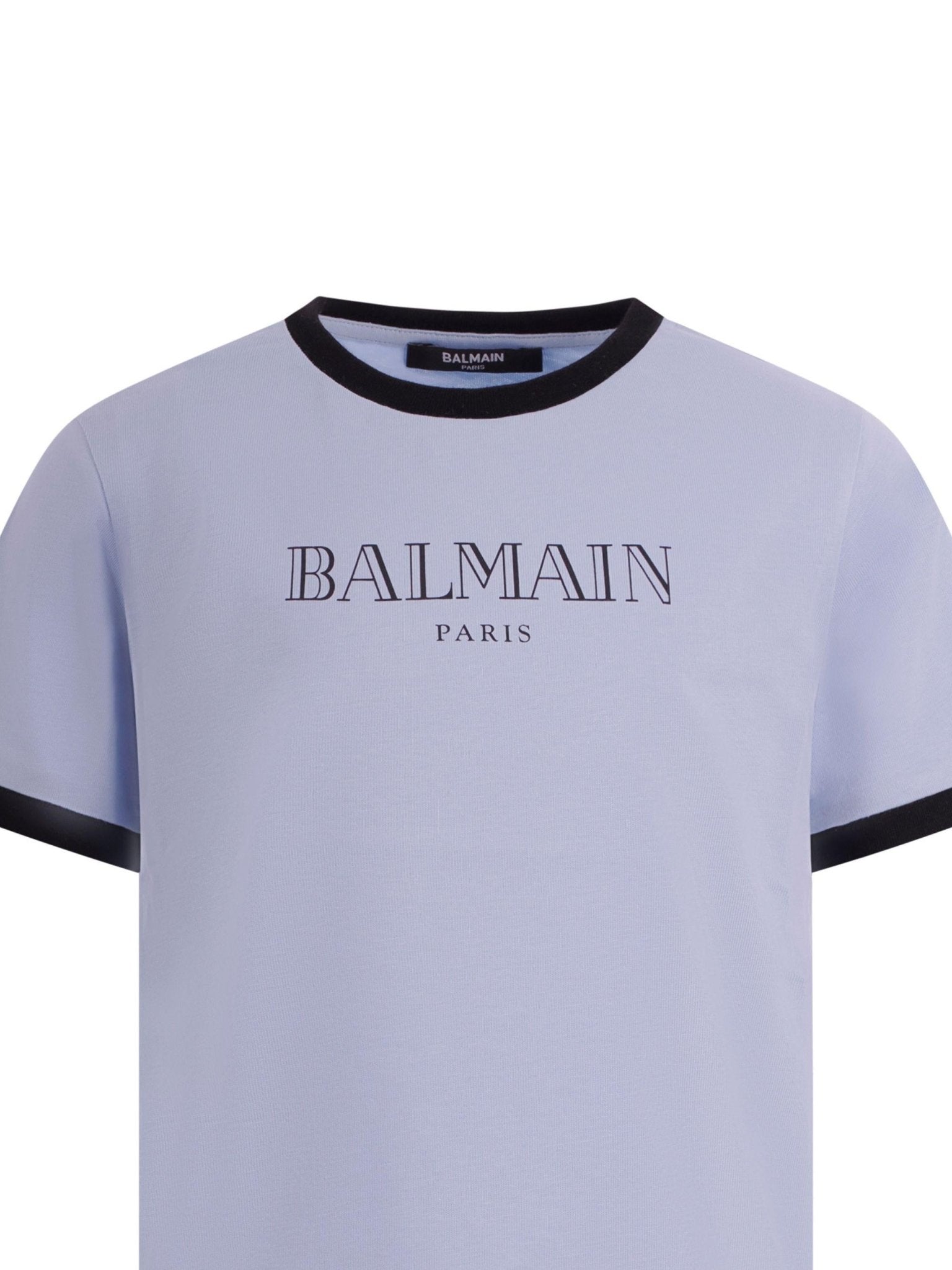 T-shirt per bambino Balmain Kids azzurra con stampa del logo sul davanti - Rubino Kids