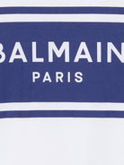 T-shirt per bambino Balmain Kids bianca con logo sul davanti - Rubino Kids