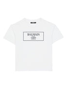 T-shirt per bambino Balmain Kids bianco con logo sul davanti - Rubino Kids