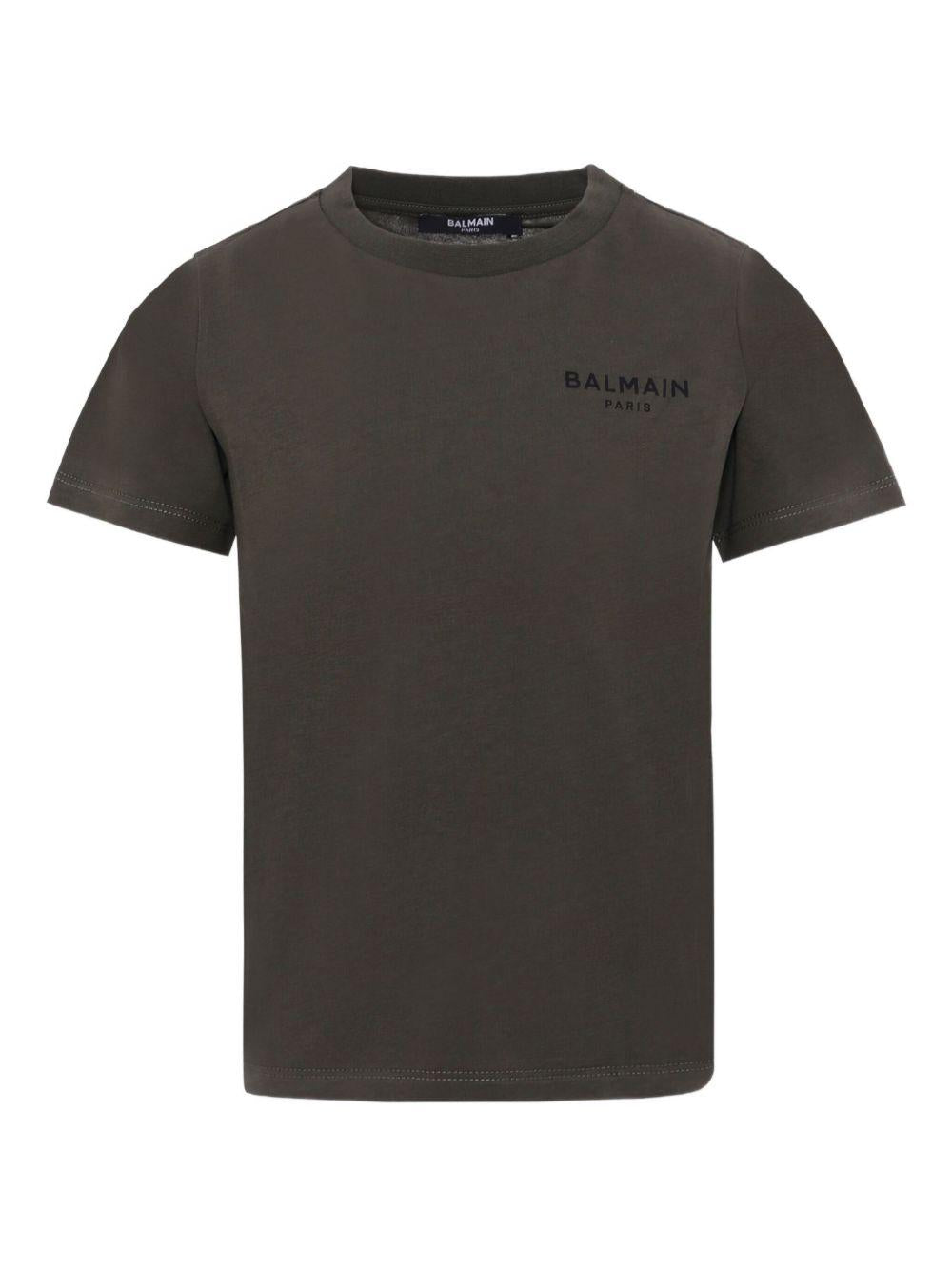 T-shirt per bambino Balmain Kids grigio scuro con logo ricamato sul petto - Rubino Kids