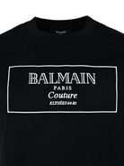 T-shirt per bambino Balmain Kids nera con logo ricamato e girocollo - Rubino Kids