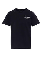 T-shirt per bambino Balmain Kids nera con logo ricamato sul petto - Rubino Kids