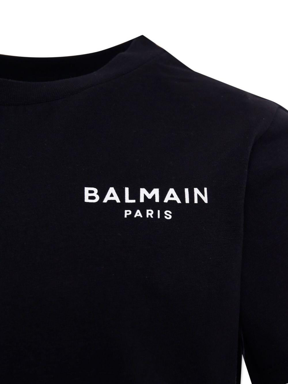 T-shirt per bambino Balmain Kids nera con logo ricamato sul petto - Rubino Kids