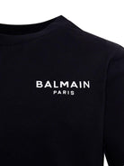 T-shirt per bambino Balmain Kids nera con logo ricamato sul petto - Rubino Kids