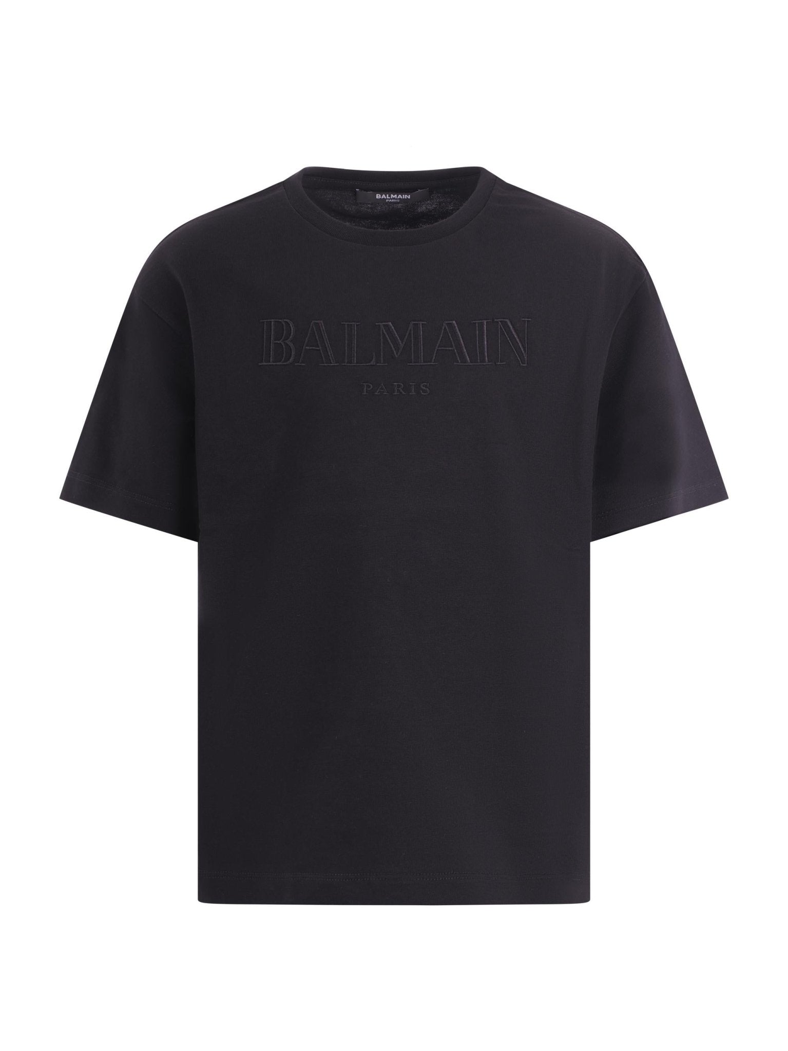 T-shirt per bambino Balmain Kids nera con logo sul davanti - Rubino Kids