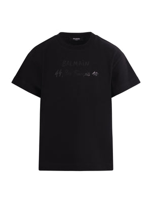 Balmain Kids black T-shirt with logo on the front