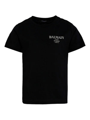 T-shirt per bambino Balmain Kids nera con stampa del logo