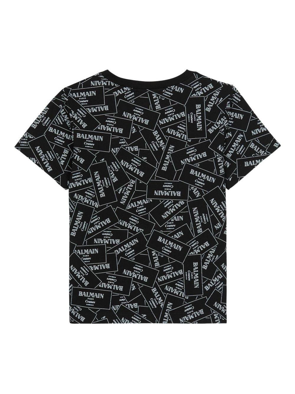 T-shirt per bambino Balmain Kids nero con logo all - over - Rubino Kids