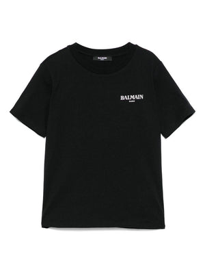 T-shirt per bambino Balmain Kids nero con stampa logo
