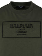 T-shirt per bambino Balmain Kids verde con logo ricamato e girocollo - Rubino Kids