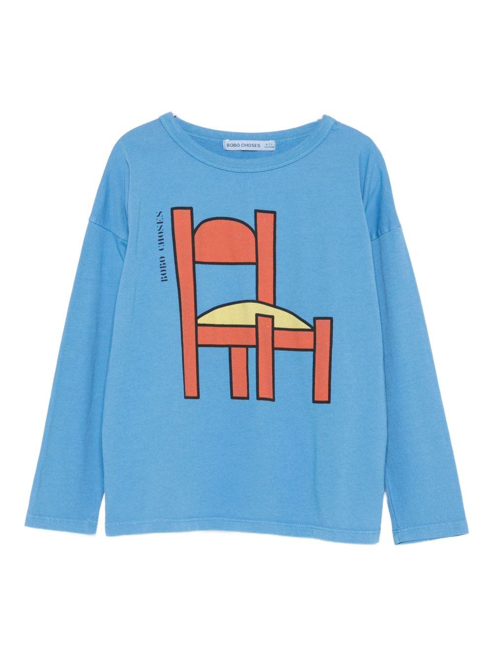 T-shirt per bambino Bobo Choses azzurra con stampa sedia - Rubino Kids
