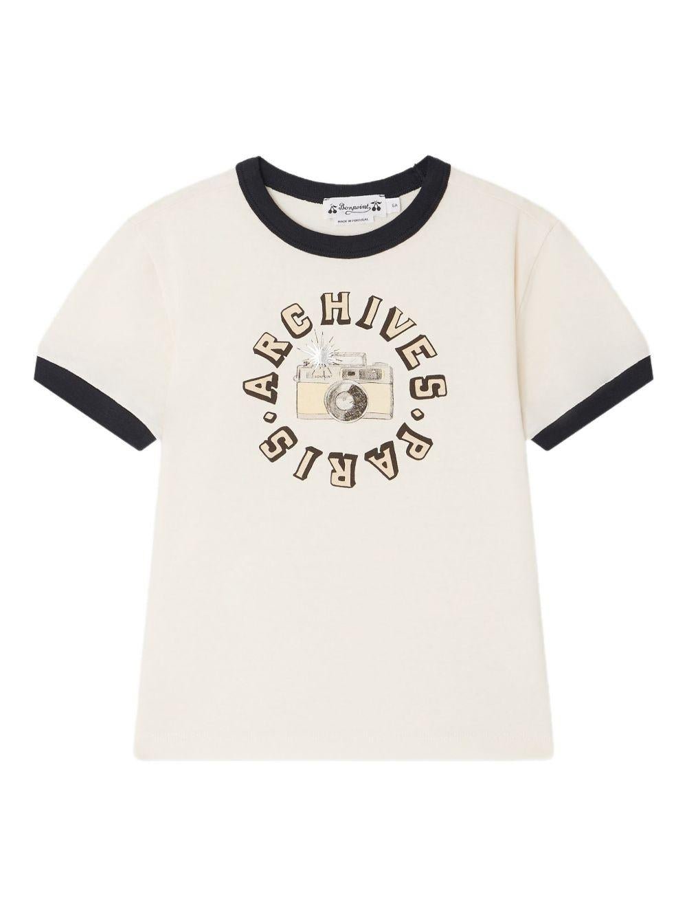 T-shirt per bambino Bonpoint Akiva bianco con stampa sul davanti - Rubino Kids