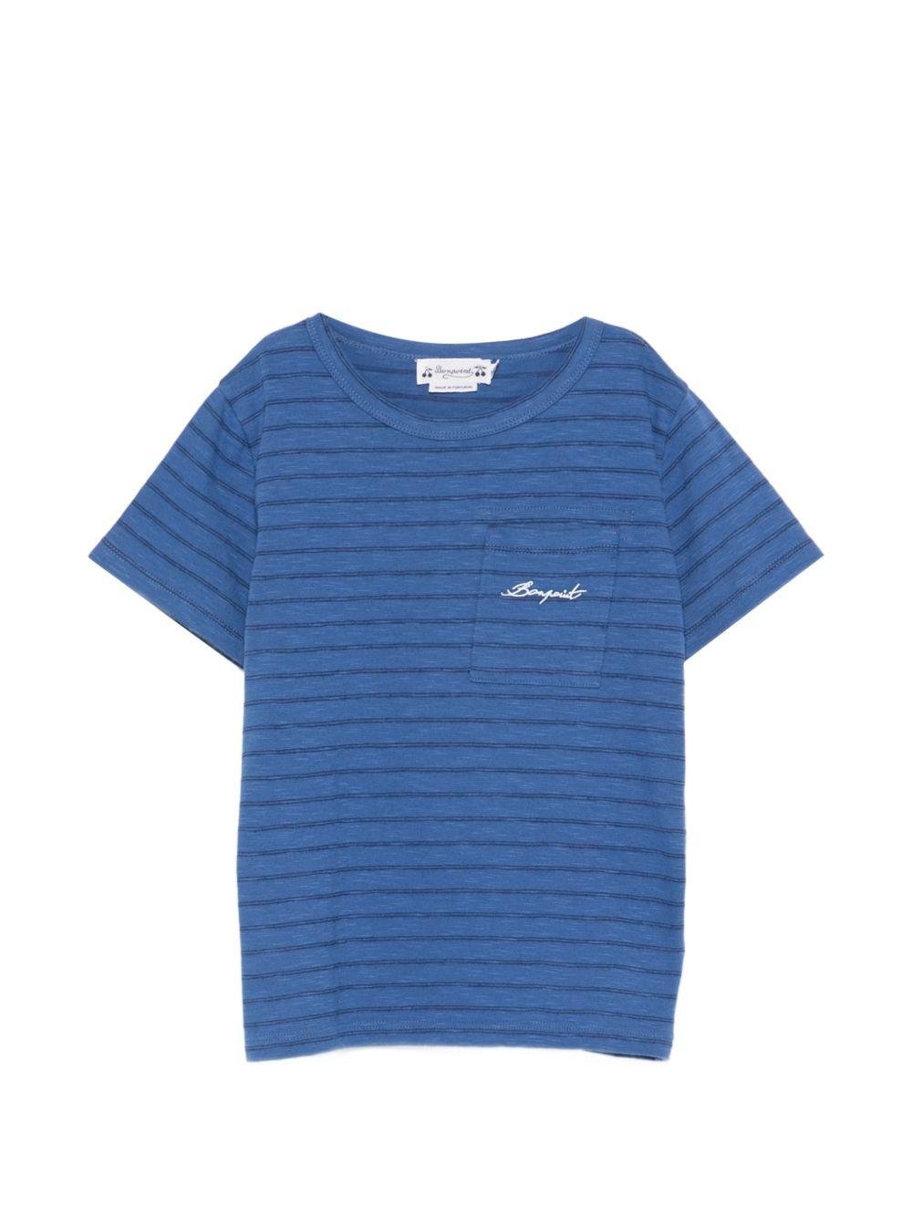T-shirt per bambino Bonpoint blu con design a righe - Rubino Kids