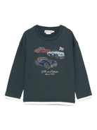 T-shirt per bambino Bonpoint verde con grafica auto sul davanti - Rubino Kids