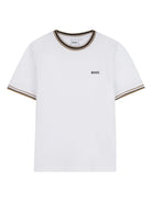 T-shirt per bambino BOSS Kids bianca con logo ricamato - Rubino Kids