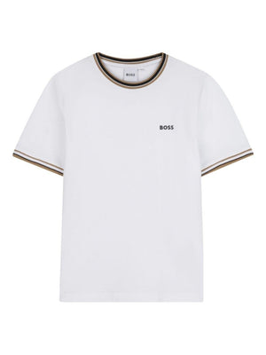 T-shirt per bambino BOSS Kids bianca con logo ricamato