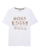 T-shirt per bambino BOSS Kids bianca con stampa con logo - Rubino Kids