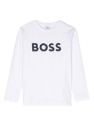 T-shirt per bambino Boss Kids bianca con stampa logo sul davanti - Rubino Kids