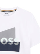 T-shirt per bambino Boss Kids bianco con stampa grafica - Rubino Kids