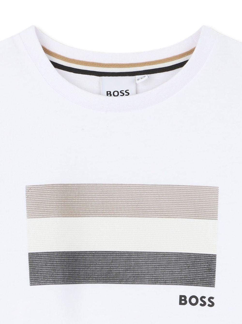T-shirt per bambino Boss Kids bianco con stampa grafica - Rubino Kids