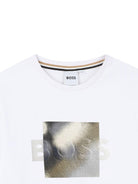 T-shirt per bambino Boss Kids bianco con stampa grafica - Rubino Kids