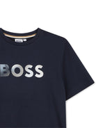 T-shirt per bambino Boss Kids blu con dettaglio logo - Rubino Kids