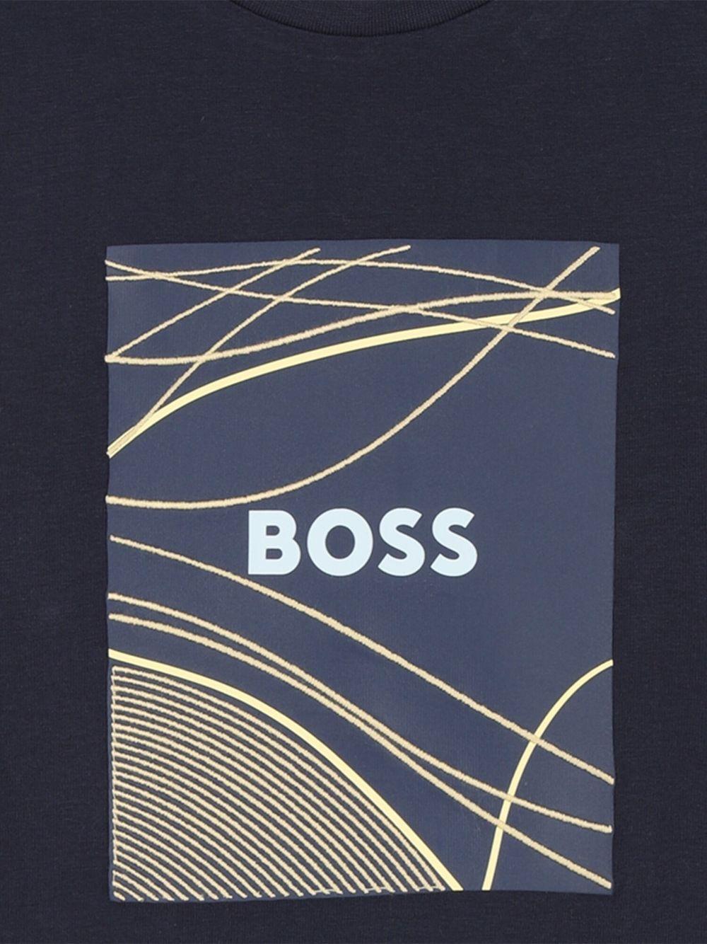 T-shirt per bambino BOSS Kids blu con logo - Rubino Kids