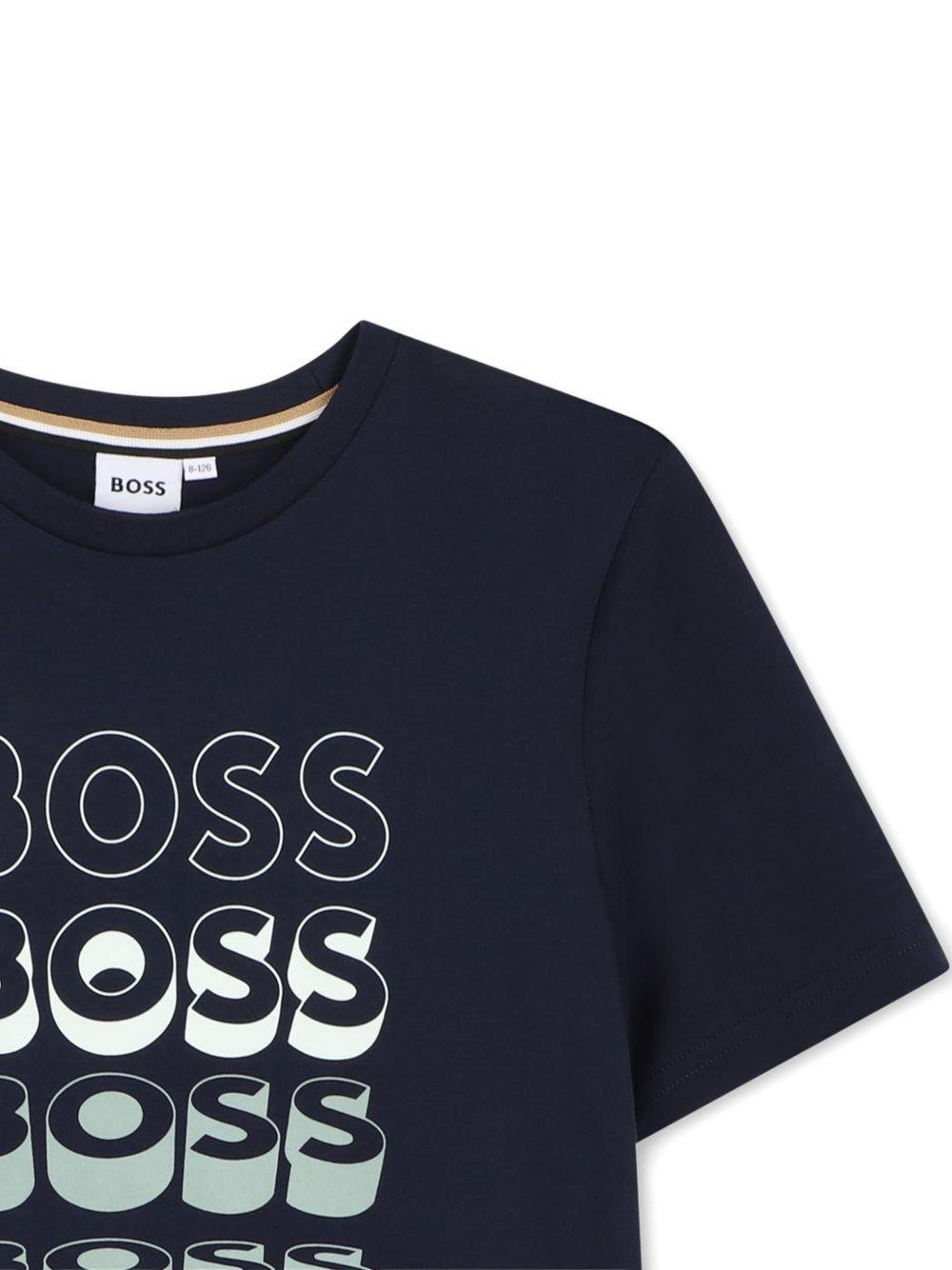 T-shirt per bambino Boss Kids blu con stampa grafica - Rubino Kids