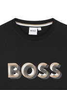 T-shirt per bambino Boss Kids nera con design con logo a contrasto - Rubino Kids