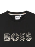 T-shirt per bambino BOSS Kids nera con design logo - Rubino Kids