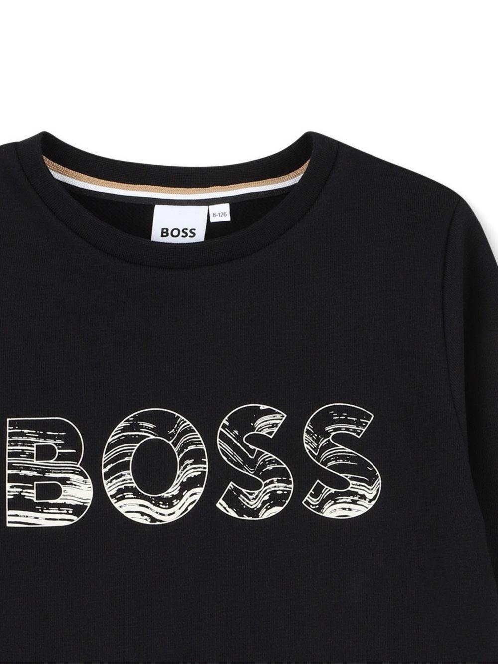 T-shirt per bambino BOSS Kids nera con stampa con logo - Rubino Kids